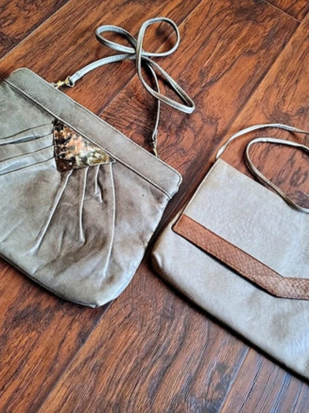Vintage 80s 90s Grey Shoulder Bag Purse Bundle Of 2